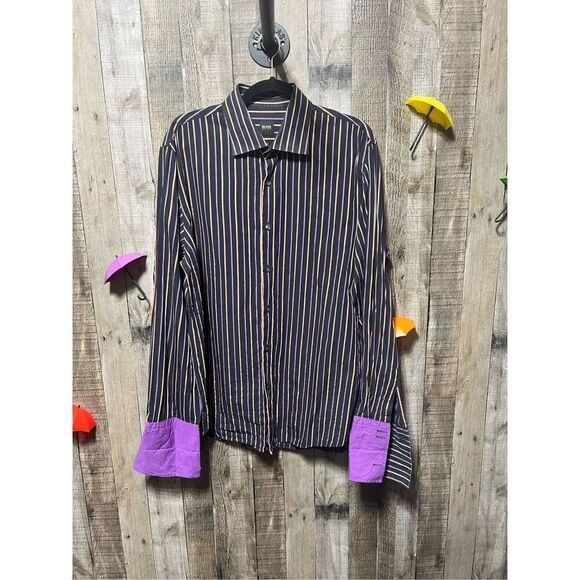 Hugo Boss Black label Party Stripe Button Down French Cuff - Picture 1 of 4